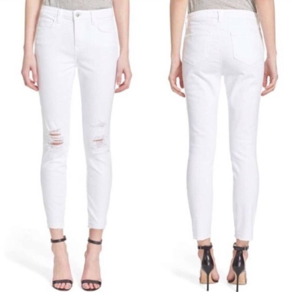 L’AGENCE Margot High Rise Destroyed Knee Vintage Off Skinny Jeans Sz 25 NWT